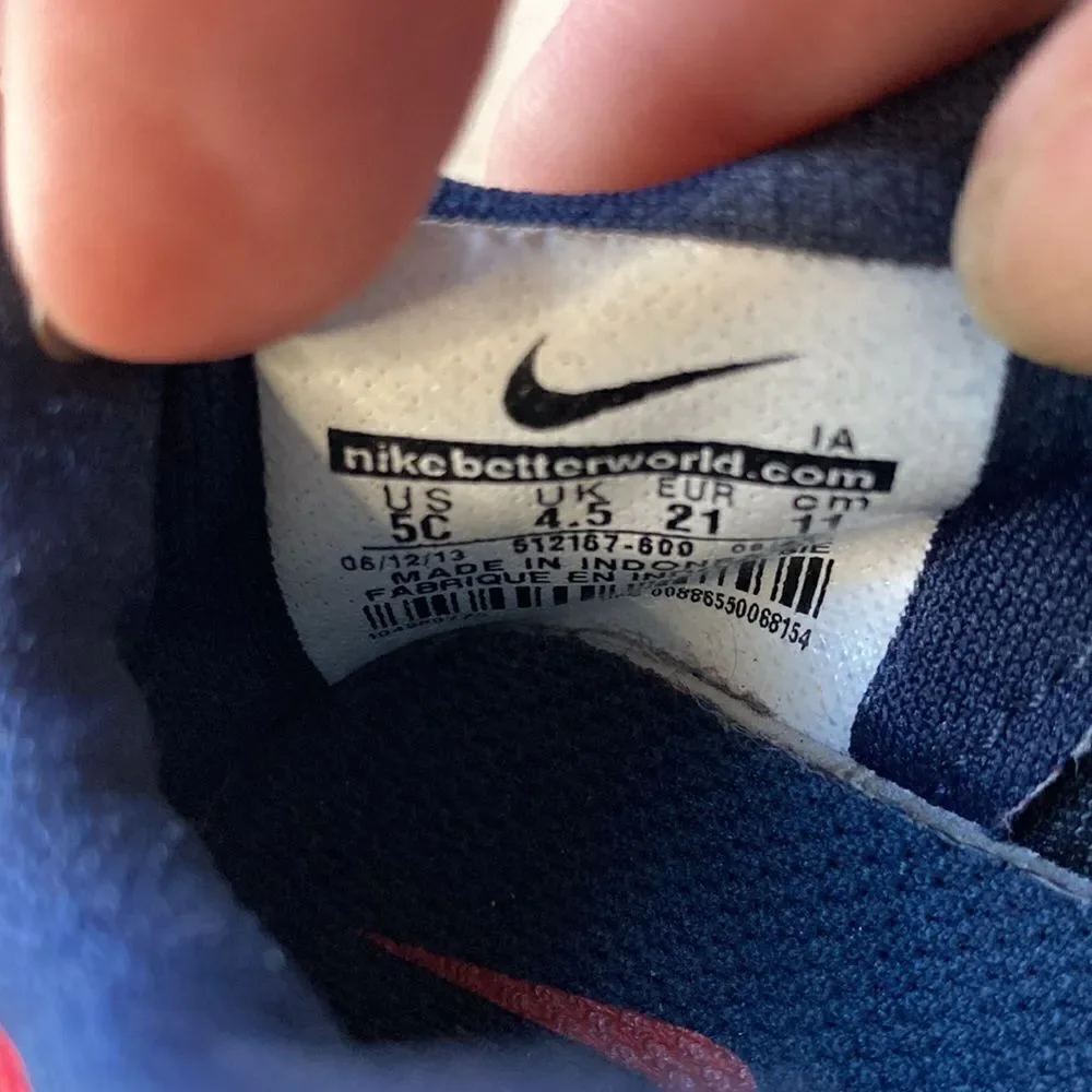 Nike Free Run 3 Slip On Red & Blue Sneakers Size 5C